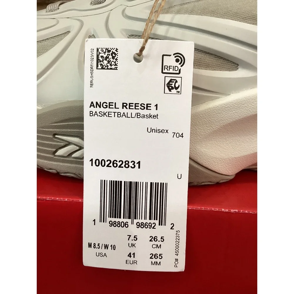 Reebok Angel Reese 1 Basketball Shoes Grey White Size Mens 8.5 Womens 10 New